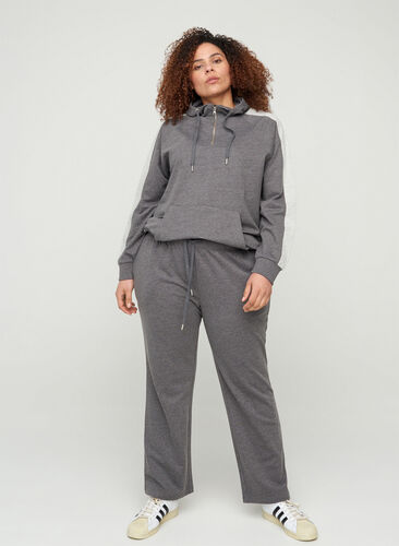 Bukser med vidde og lommer, Dark Grey Melange, Model image number 1