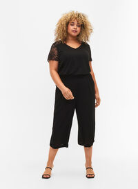 Løse culottebukser av viskose, Black, Model