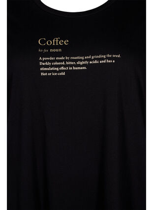 Oversize pysjamas T-skjorte i økologisk bomull, Black W. coffee, Packshot image number 2