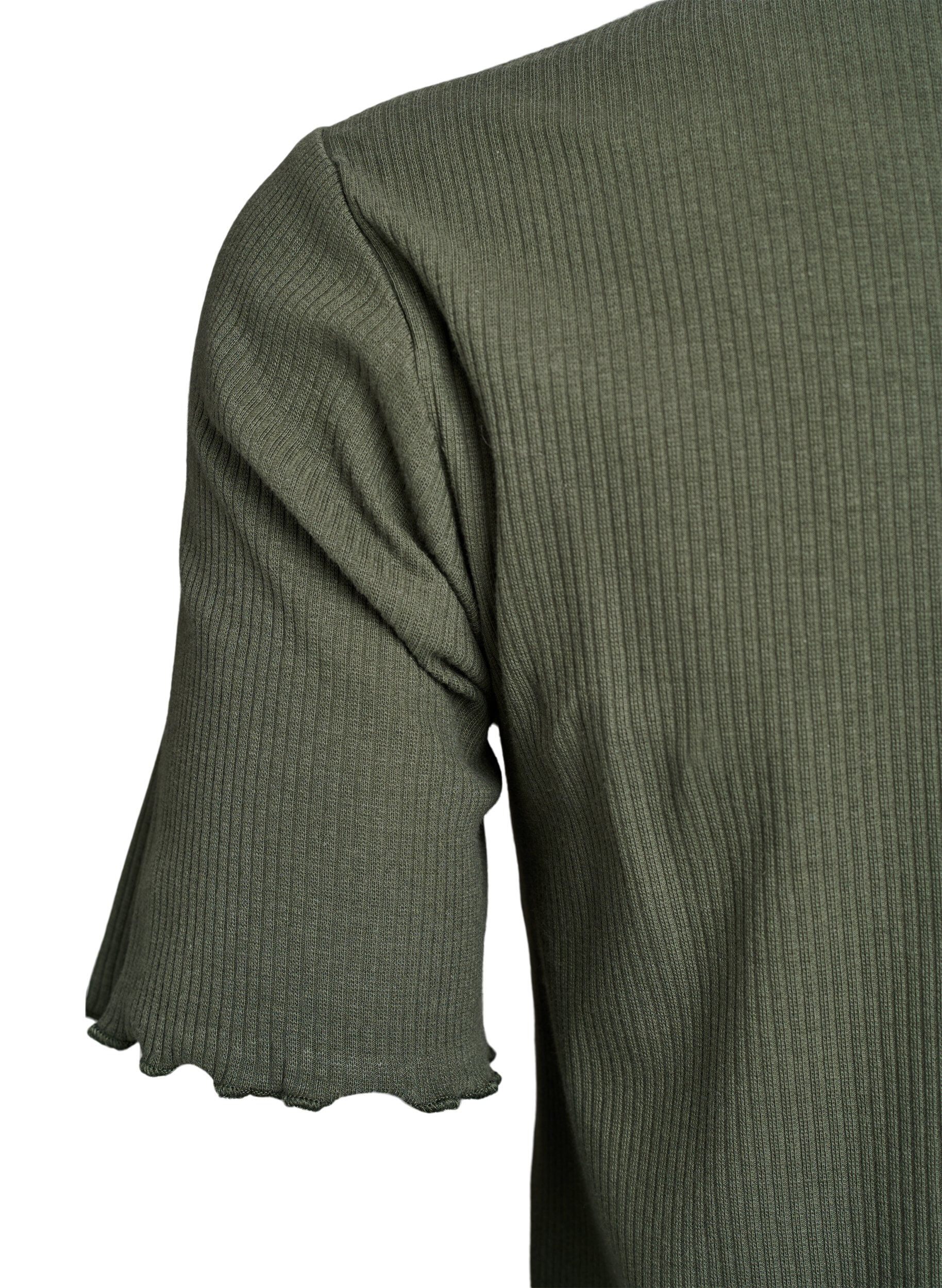 Zizzi Knelang T-skjortekjole i ribbet jersey, Gr&oslash;nn, Packshot image number 3