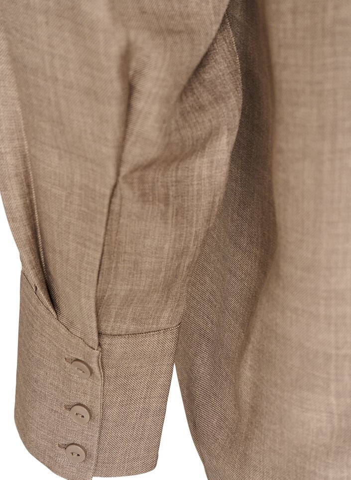 Loose fit skjorte med V-hals, Brun, Packshot image number 3
