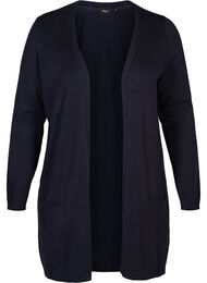 Lang, strikket cardigan i en viskoseblanding, Night Sky