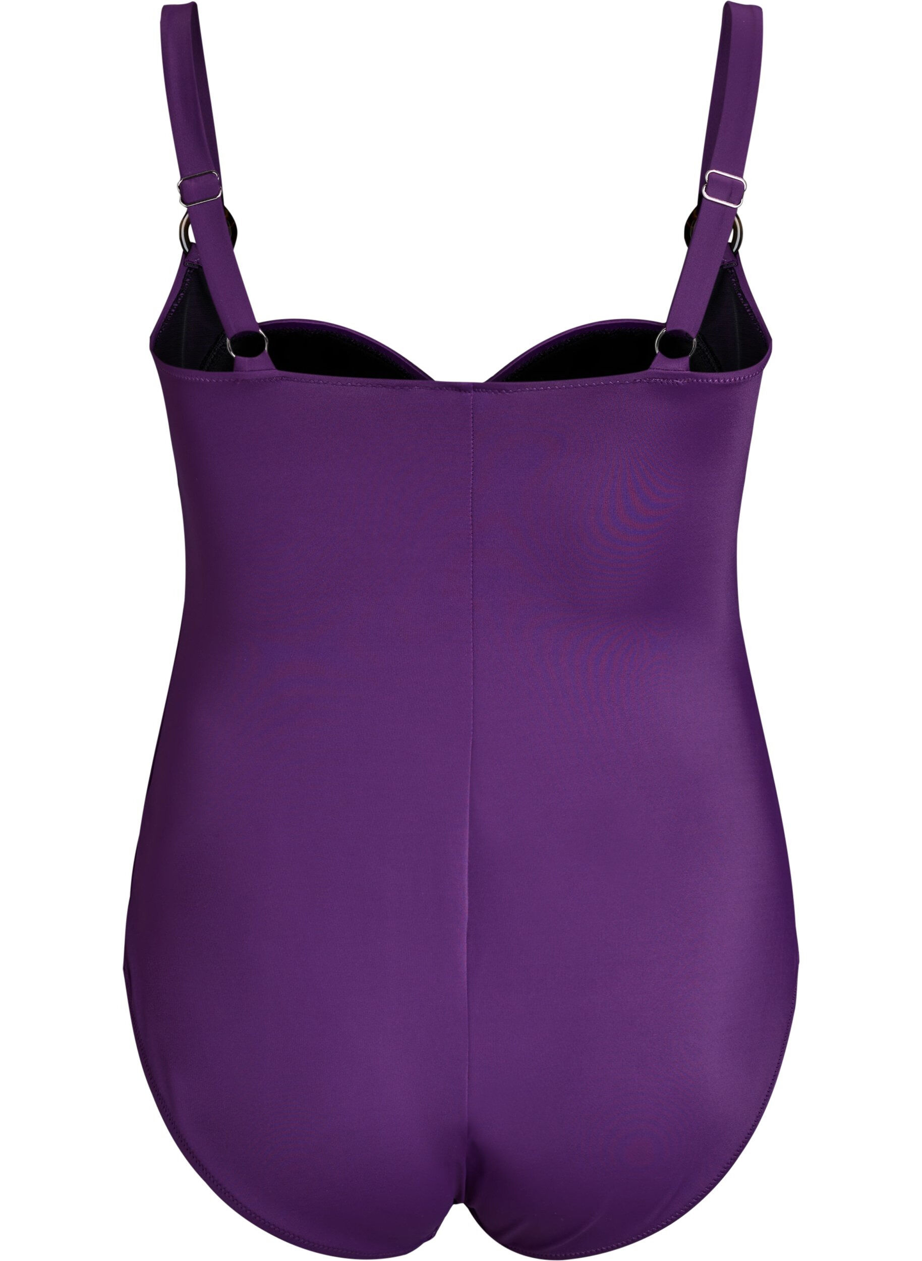 ZizziPolstret badedrakt med drapering, Lilla, Packshot image number 1