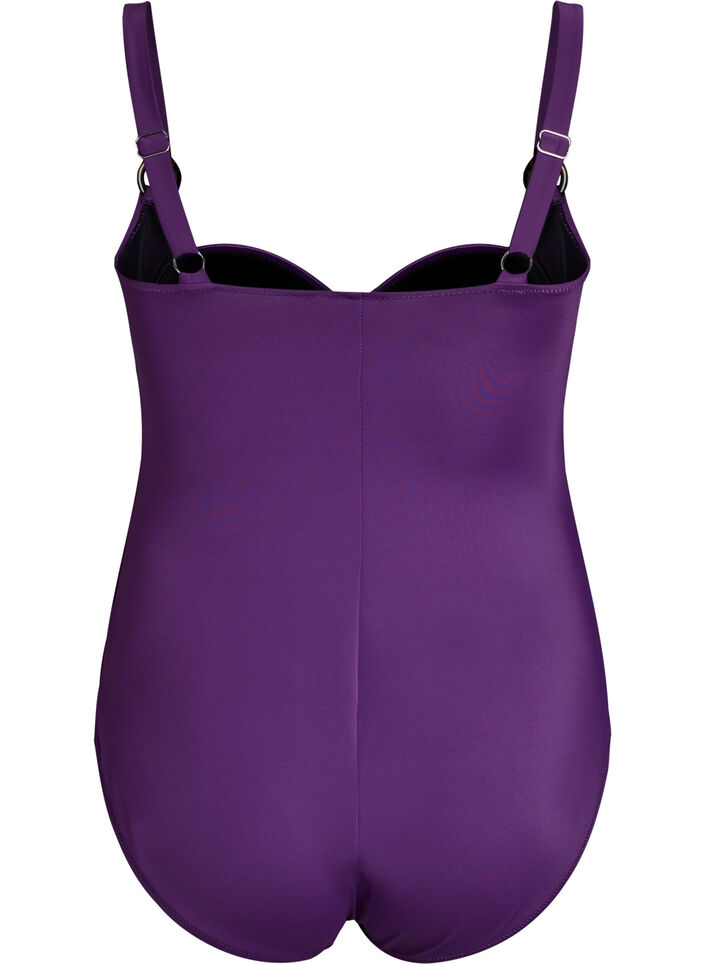 Polstret badedrakt med drapering, Lilla, Packshot image number 1