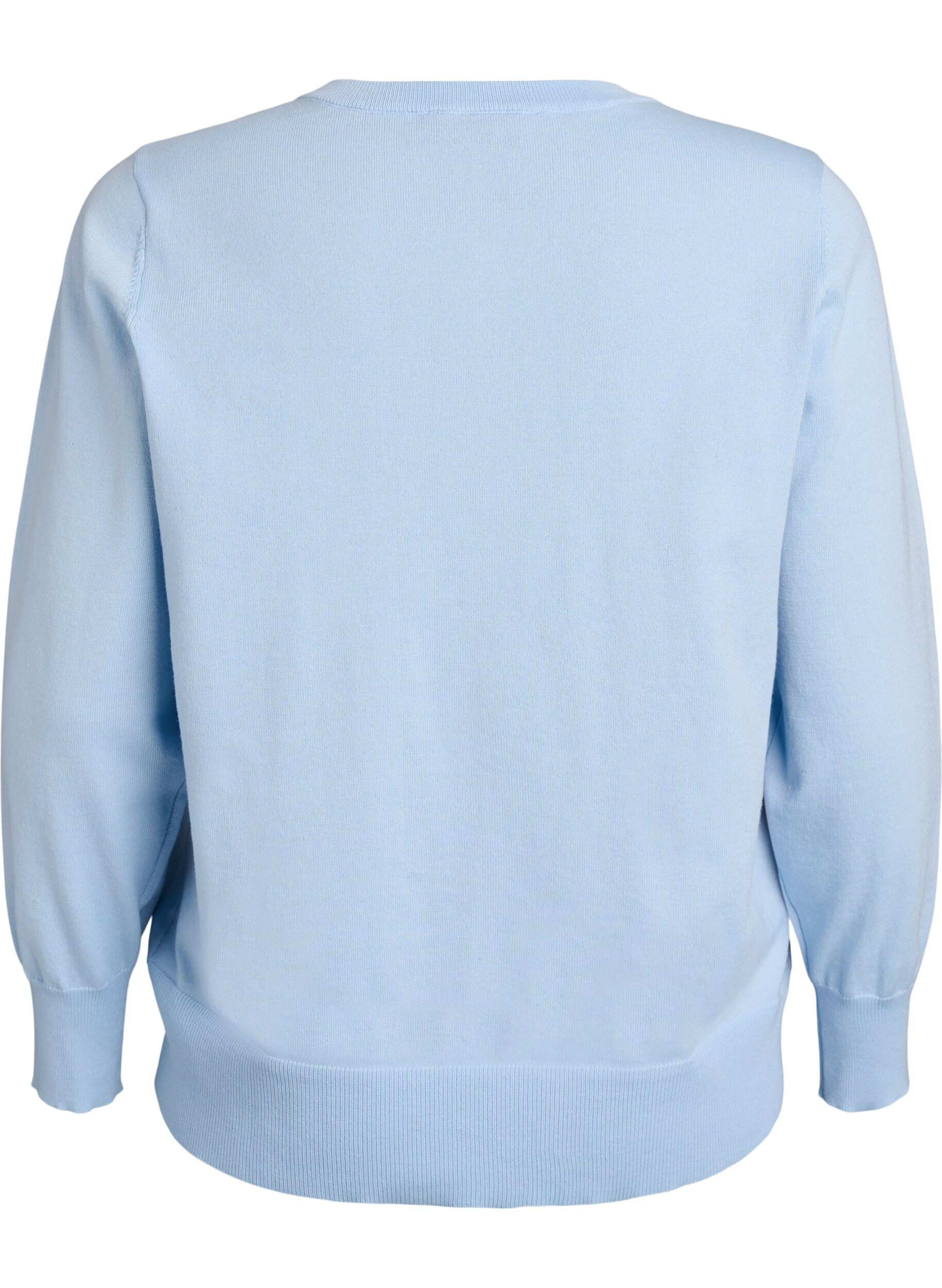 ZizziFinstrikket cardigan med rund hals, Bl&aring;, Packshot image number 1