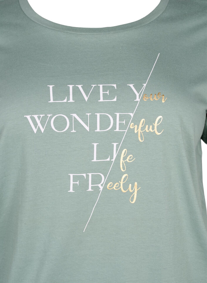 Kortermet T-skjorte i bomull med elastisk kant, Chinois G. W. Live, Packshot image number 2