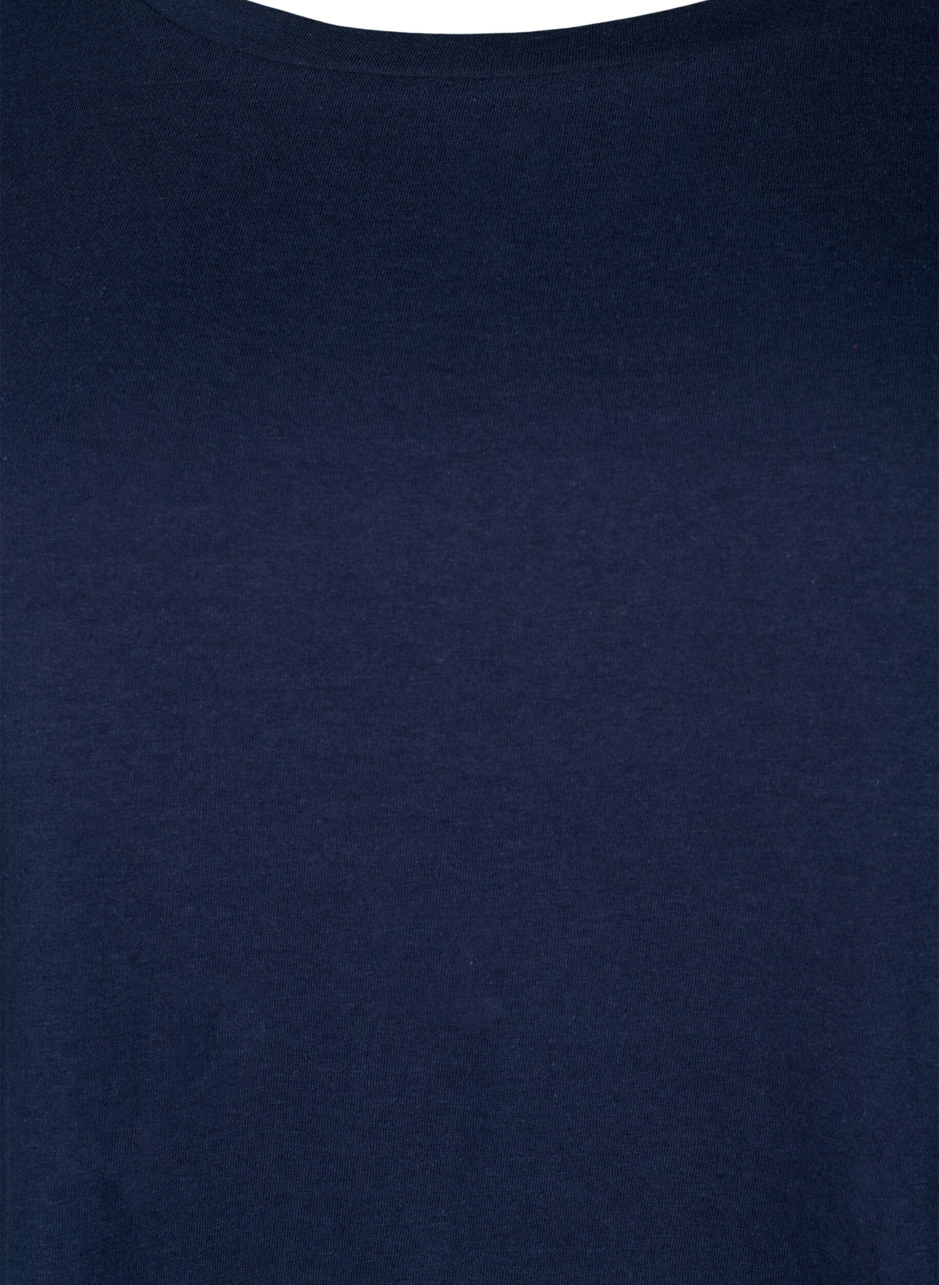 Zizzi T-skjorte i bomull med broderi anglaise, Navy Blazer, Packshot image number 2