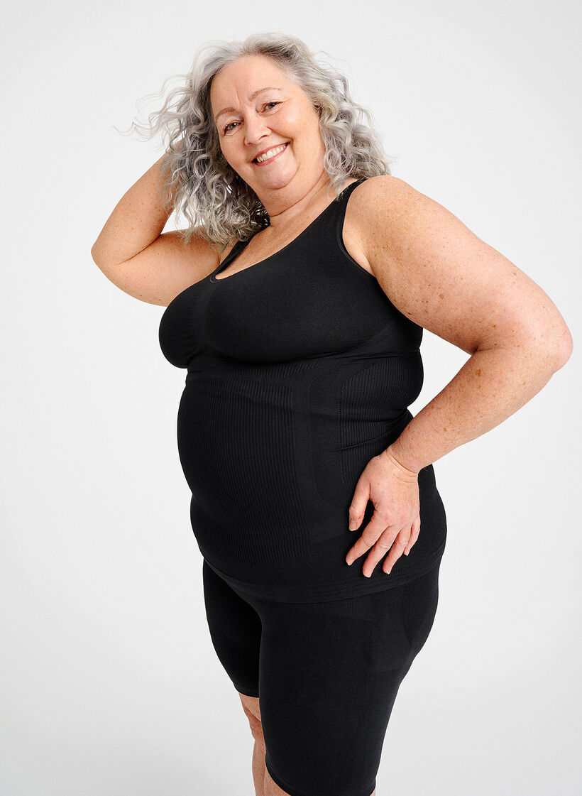 Shapewear topp med brede stropper, Svart, Image image number 1