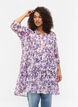 Tunika med blomstermønster og lurex, Beige/Purple Flower, Model image number 0