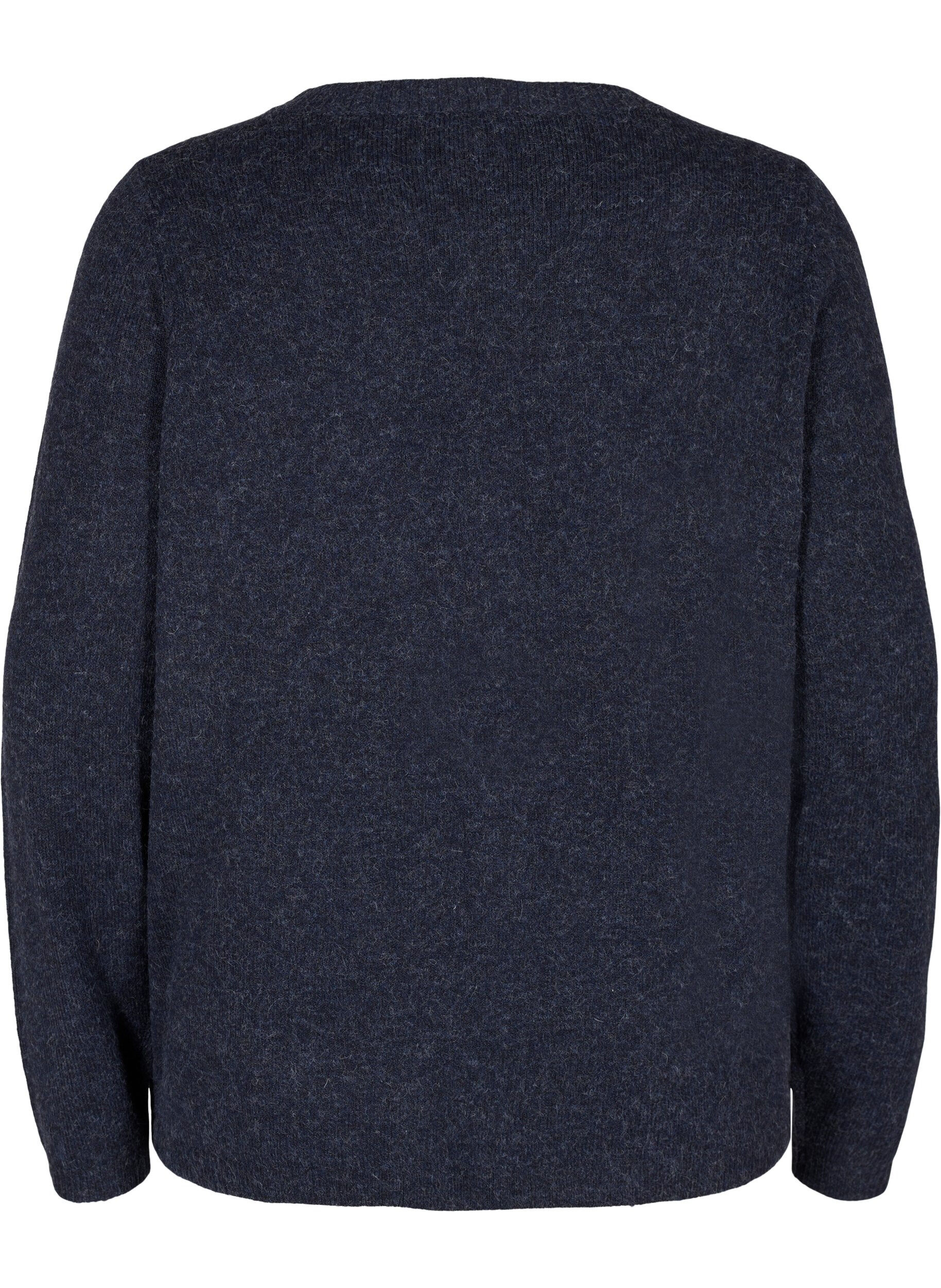 Zizzi Kort melert strikket cardigan med knappelukking, Night Sky Mel., Packshot image number 1