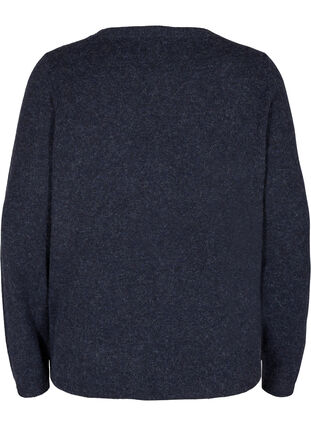 Zizzi Kort melert strikket cardigan med knappelukking, Night Sky Mel., Packshot image number 1