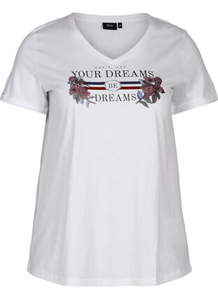 Kortermet t-skjorte med print, Bright White, Packshot image number 0