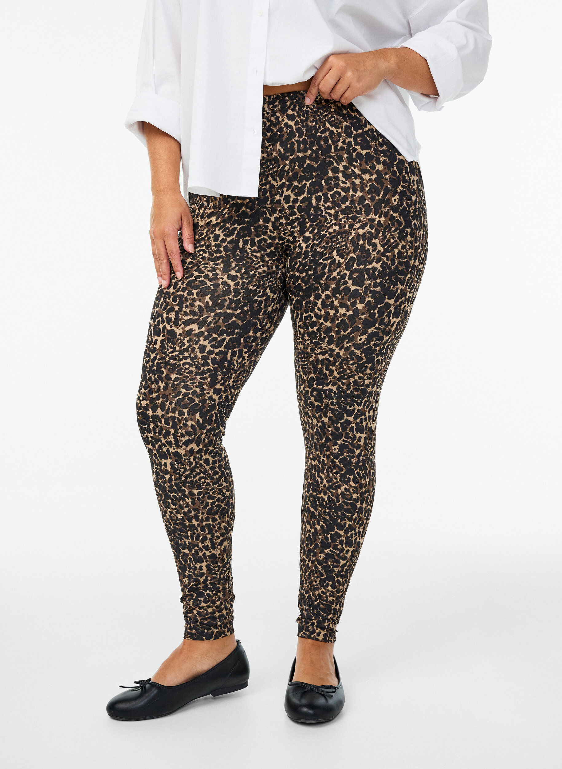 2-pack lange leggings med regular midje, Svart, Model