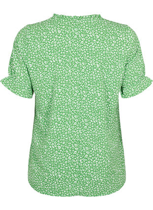 Kortermet bluse med print (GRS), Green Ditsy, Packshot image number 1