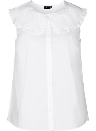 Ermeløs skjorte med stor krage, Bright White, Packshot image number 0