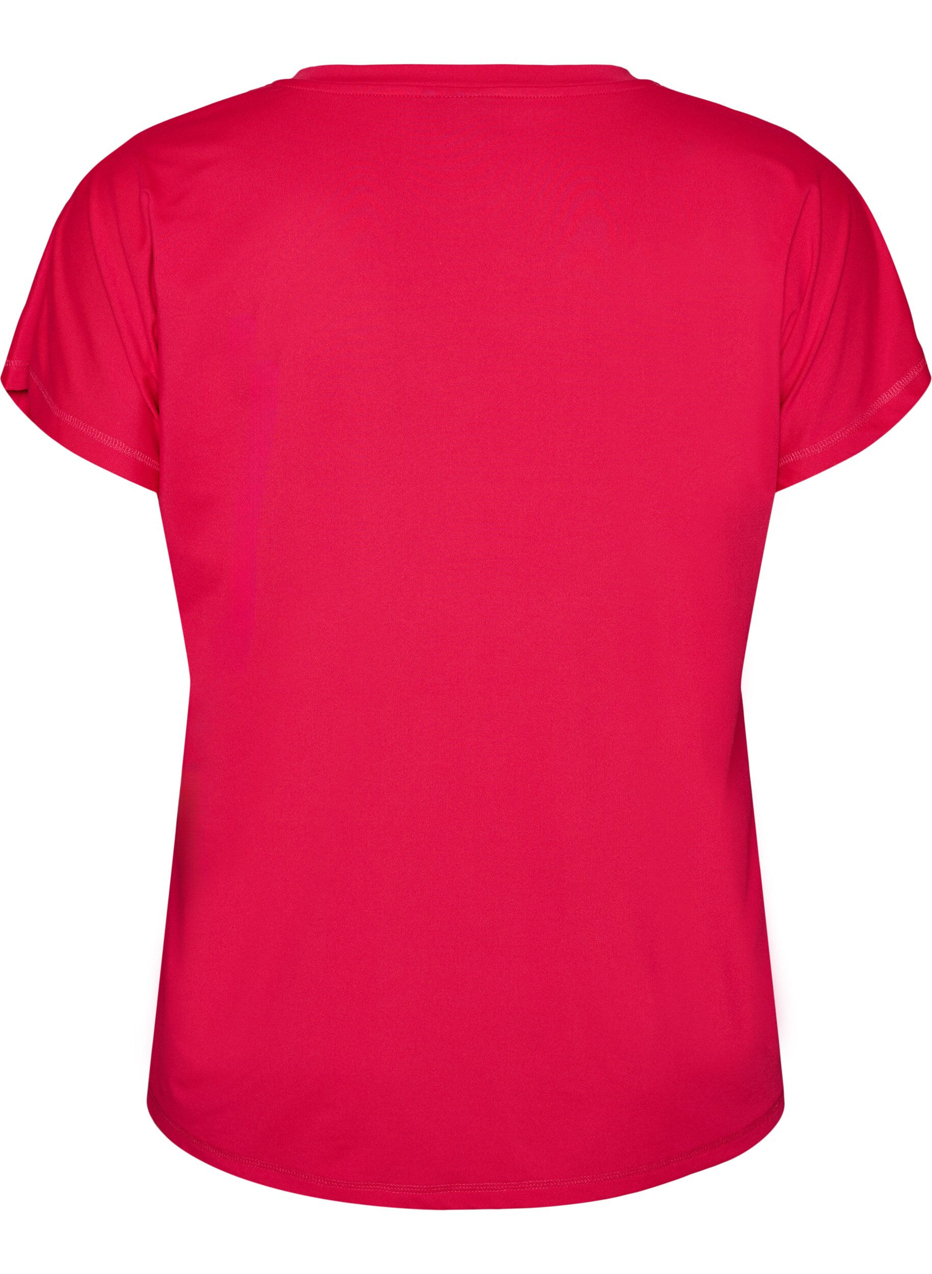 ZizziL&oslash;stsittende trenings-t-skjorte med v-hals, Rosa, Packshot image number 1