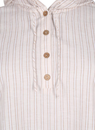 Tunika med hette i bomull og lin, Wh. Sandshell Stripe, Packshot image number 2
