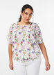 Blomstrete bluse med smock, Rosa, Model image number 0