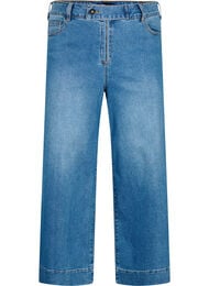 Cropped jeans med vidde, Blue denim, Packshot