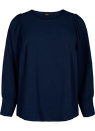 Langermet bluse med tekstur, Navy Blazer