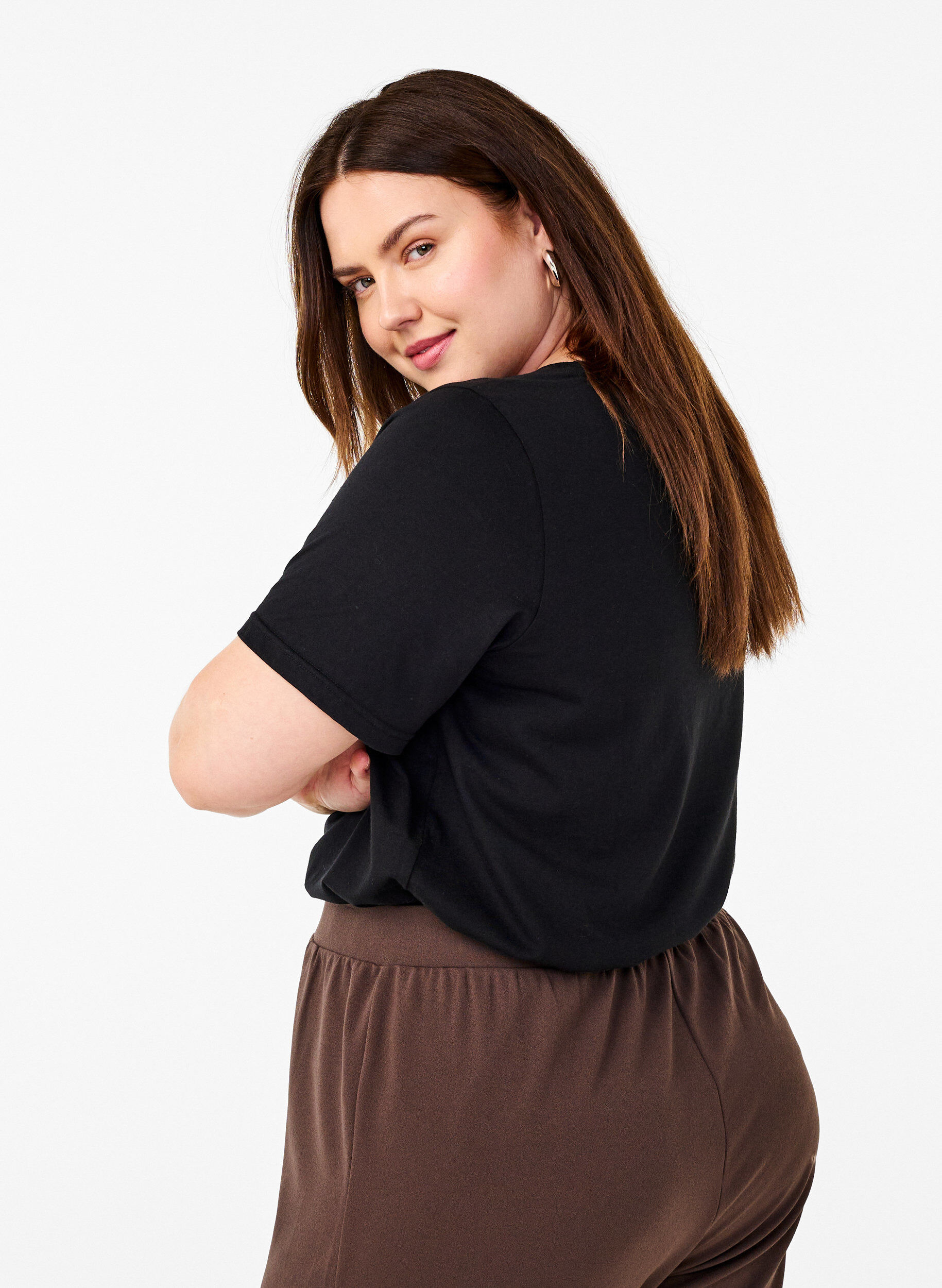 Zizzi FLASH - T-skjorte med motiv, Black Gold Faith, Model image number 1