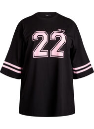 Oversized college T-skjorte med 3/4 ermer, Svart