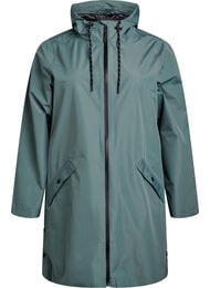 Regnjakke med lommer og hette, Balsam Green