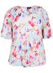 Plissert blomstrete bluse, White/MultiFlowerAOP, Packshot image number 0