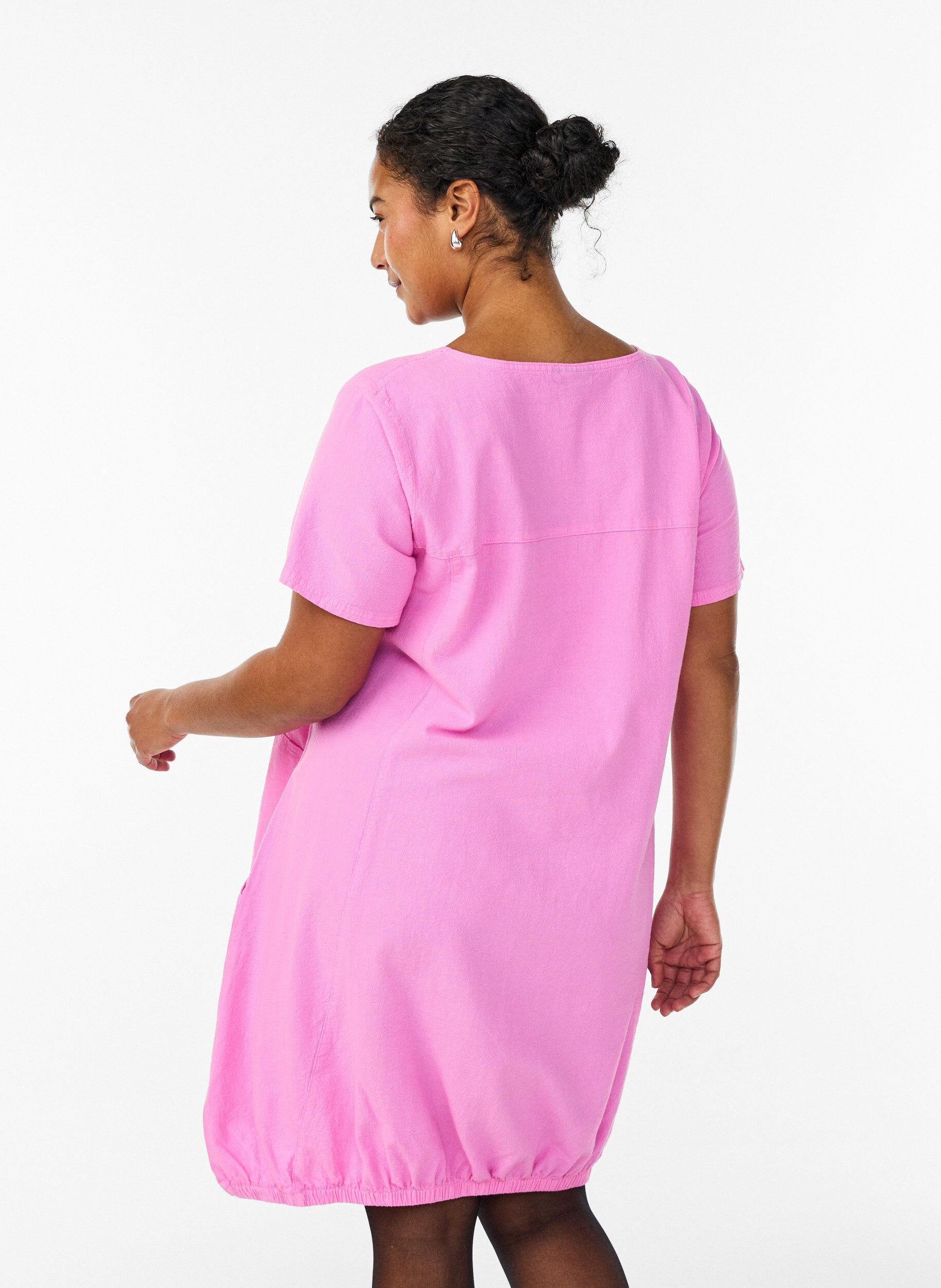 ZizziKortermet kjole i bomull, Rosa, Model image number 2