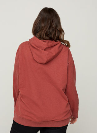 Sweatshirt med hette, Burnt Henna Mel. , Model image number 1