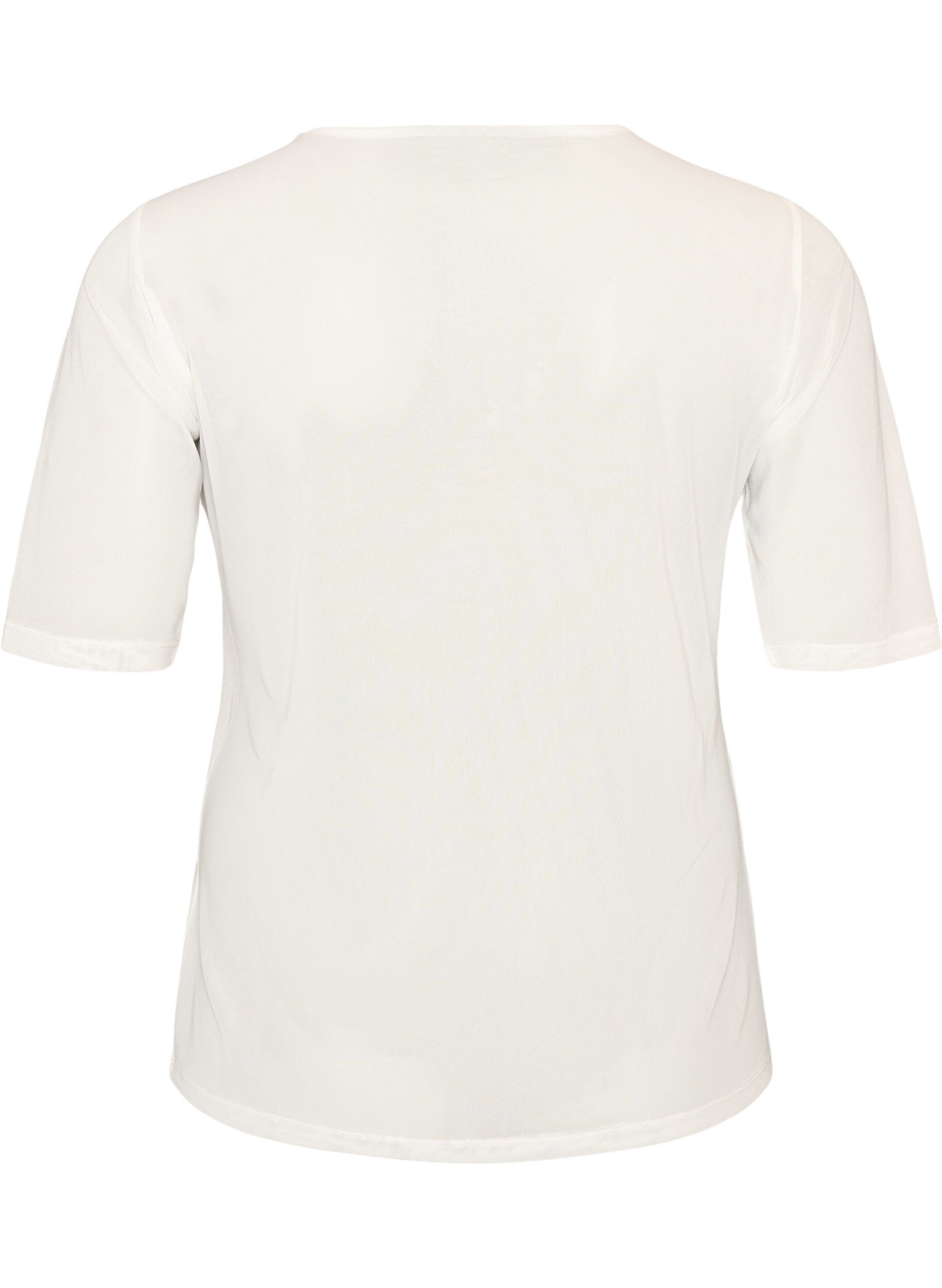 ZizziMesh topp med korte ermer og rund hals, Vanilje, Packshot image number 1