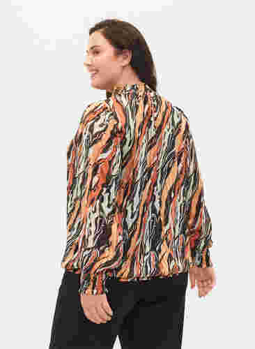 Mønstrete bluse med smock, Multi Aop, Model image number 1