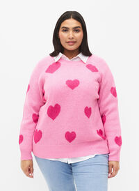 Genser med hjerter, B. Pink/Raspberry R., Model