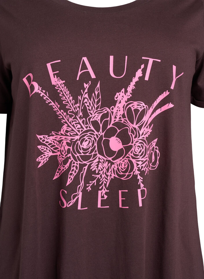 Kortermet nattkjole i økologisk bomull, Brun, Packshot image number 2