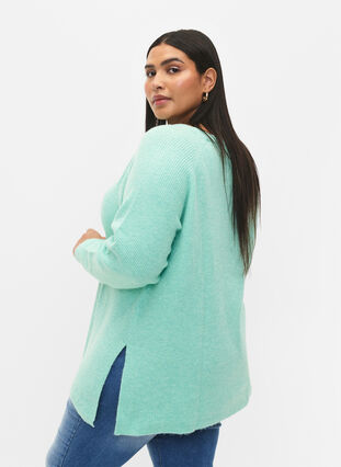 Melert-genser med splitt i siden, Cabbage/White, Model image number 1