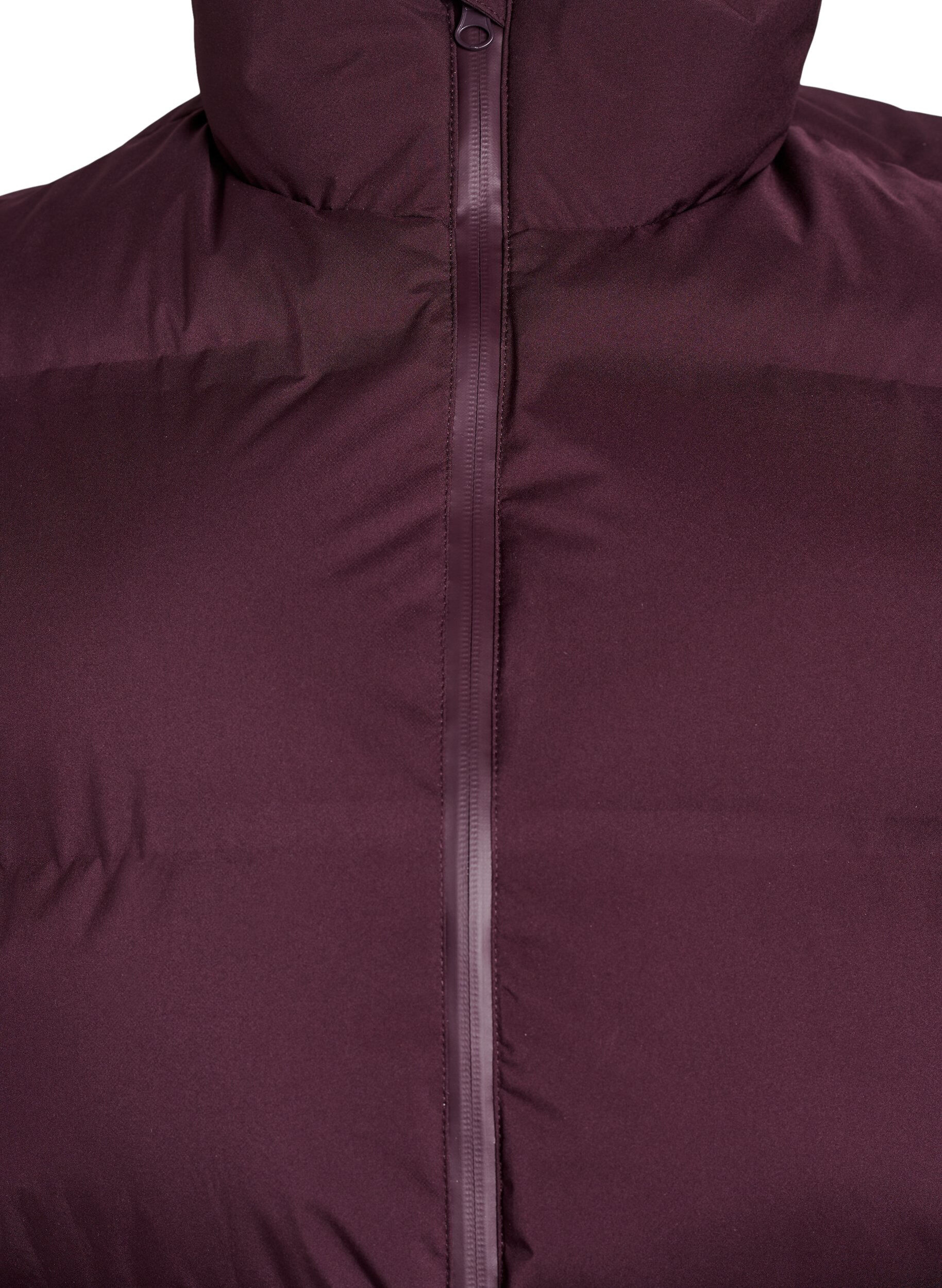 ZizziKort puffvest med h&oslash;y krage, M&oslash;rk Bordeaux, Packshot image number 2