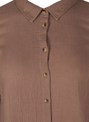 Lang bomullsskjorte med en klassisk krage, Deep Taupe, Packshot image number 2