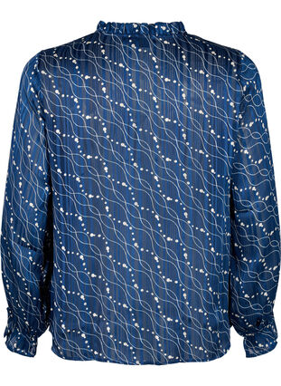 Bluse med lange ermer, volanger og trykk, Dress Bl. Swirl AOP, Packshot image number 1