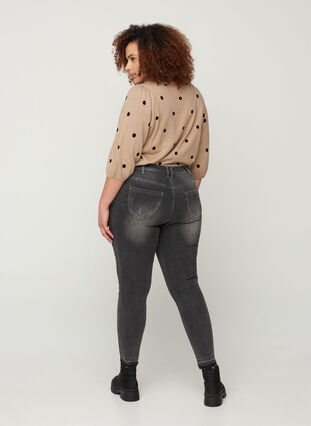 Super slim Amy jeans med splitt, Grey Denim, Model image number 0
