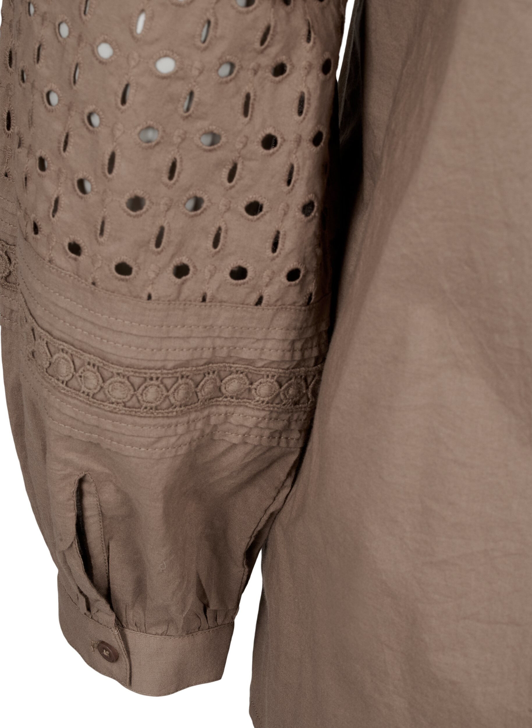 Zizzi Bluse med lange ermer og dekorative detaljer, Caribou, Packshot image number 3