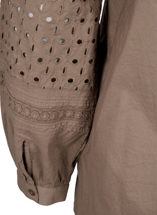 Bluse med lange ermer og dekorative detaljer, Caribou, Packshot image number 3