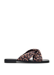 Wide fit - Slip-in med kryssede satengstropper, Leopard AOP