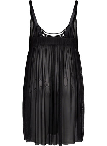 Nattkjole i mesh med string, Black, Packshot image number 1