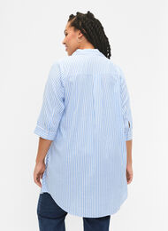 Lang, stripete skjorte med trekvartlange ermer, Marina W. Stripe, Model
