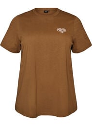 Bomulls T-skjorte med trykk, Brun