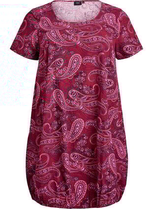 Zizzi Kortermet bomullskjole med trykt mønster, Rød, Packshot image number 0