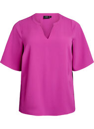 Kortermet bluse med V-hals, Vivid Viola