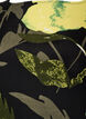 Bluse med blomstertrykk med b&aring;thals og vide ermer, Svart, Packshot image number 2