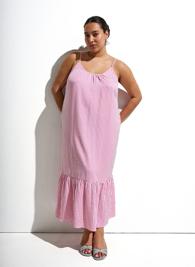Sommerkjole med striper og A-form, Rosa, Image image number 0