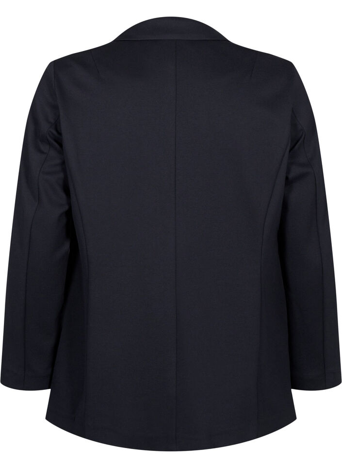 Enkel blazer med knappelukking, Svart, Packshot image number 1